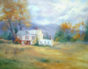 Fall Farmhouse Original Oil Painting by Jeri McDonald