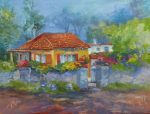 Carmel Cottage Oil Painting by Jeri McDonald