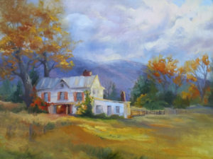 Fall Farmhouse Oil Painting by Jeri McDonald