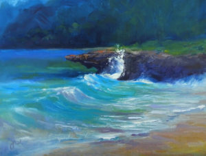 Pounders Beach Oil Painting by Jeri McDonald