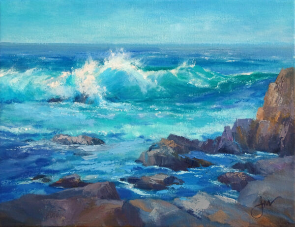 Asilomar Surf Oil Painting by Jeri McDonald