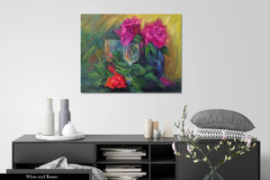 Wine and Roses, original oil painting by Jeri McDonald